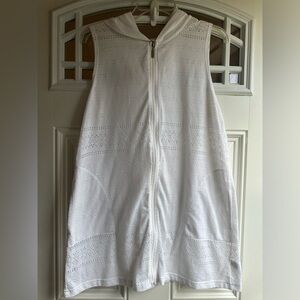 White Size M Swim Zip Hooded Cover up